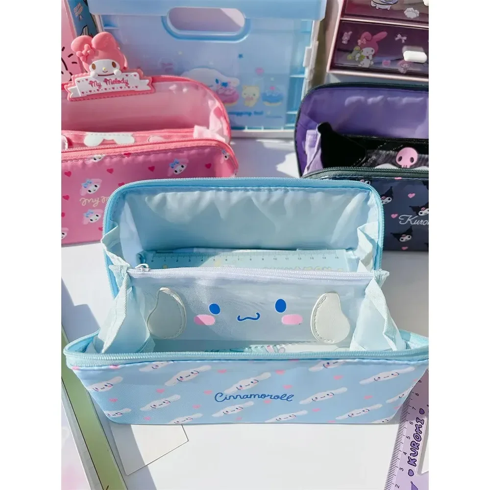 Sanrio piórnik o dużej pojemności Kawaii Cinnamoroll Melody Kulomi kosmetyczki szkolne piórniki torba piórnik artykuły papiernicze