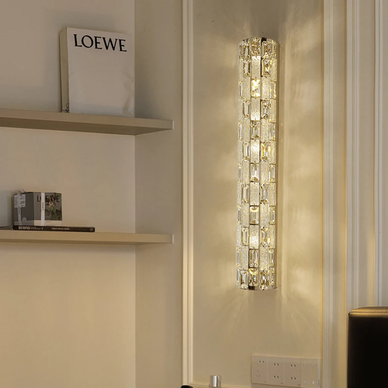 Imagem -02 - Moderno Cristal de Luz de Parede Lâmpada g4 Lâmpada Sconce Ouro Cromo Foyer Quarto Restaurante Dropshipping 40 cm 50 cm 60cm Aço Inoxidável