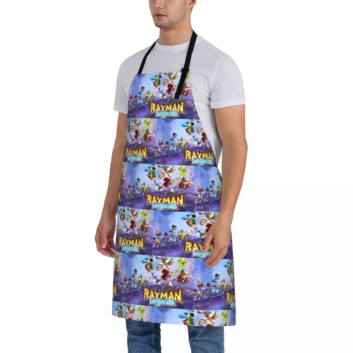 ألعاب الكرتون Rayman Legends المئزر الشيف الطبخ الخبز Tablier مريلة مقاومة للماء تنظيف المطبخ بينافور للنساء الرجال اللوحة