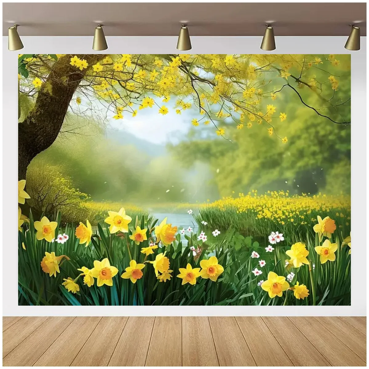 Fairy Tale Castle Forest Rainbow Spring Flowers Photography Background Children\'s Birthday Party Decor Stage Play Performance