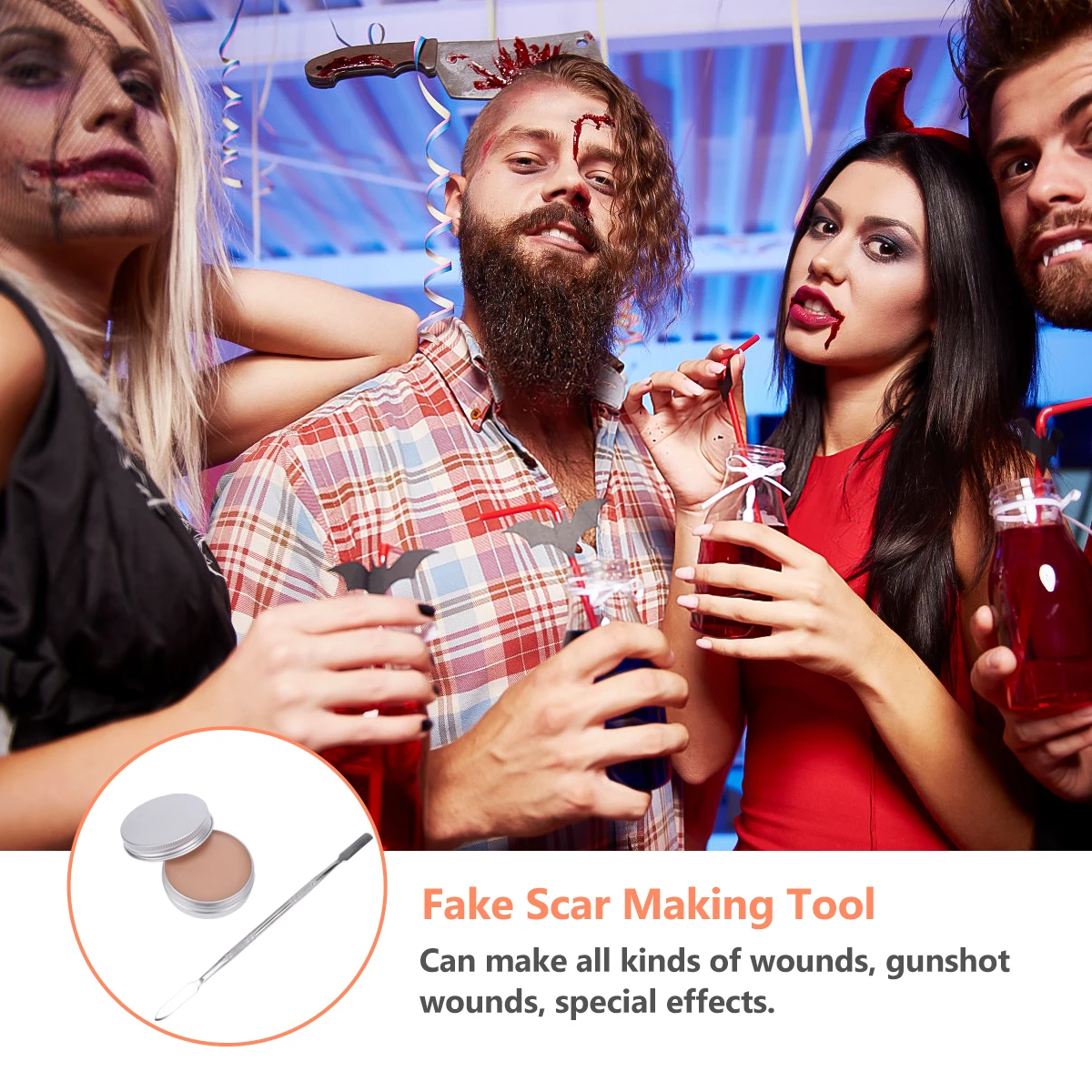 

Halloween Makeup Skin Wax Set Special Effects Tools Face Painting Stubble Cotton Plastic Modeling Wax Realistic Wound