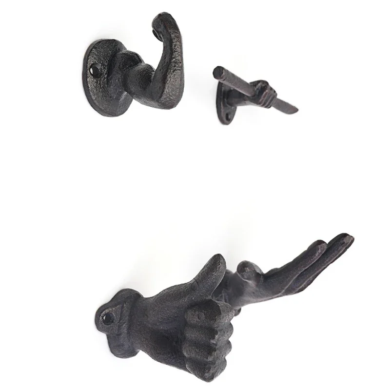 Creative and Personalized Wall Decoration Hook Thumb Palm Arm Cast Iron Hook Hangers Wall Hooks Bathroom Accessories