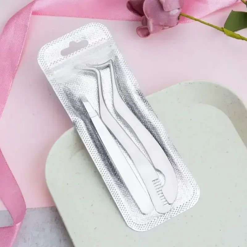 1 /3 pçs pinças de pente de cílios não-magnético anti-estático de aço inoxidável volume profissional 3d cílios extensão pinças ferramentas