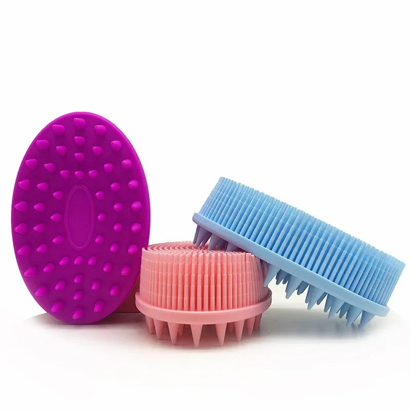 Soft Silicone Brush Wash Bath Shower Exfoliating Skin Fit For Baby Adult Bath Brush Shampoo Head Massage Brush Siliconebrush