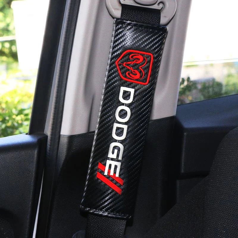 2PCS Car Safety Belt Covers Seat Belt Case Embroidery for Dodge SRT Charger Hellcat Challenger RAM Journey Caravan Accessories