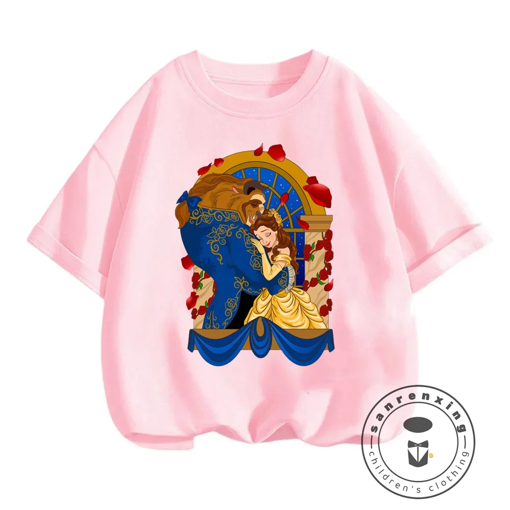 Beauty and the Beast Hits the Summer Streets! Disney Cartoons on Kawaii Hip-Hop T-shirts - Affordable Fashion for Boys and Girls