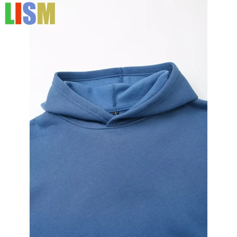 LISM Winter Ladies Hoodie Casual Loose Fit T-shirts Blue Letter Print Hoodies 2025 Y2k Sweat-shirt Long Sleeve Fall T-shirts