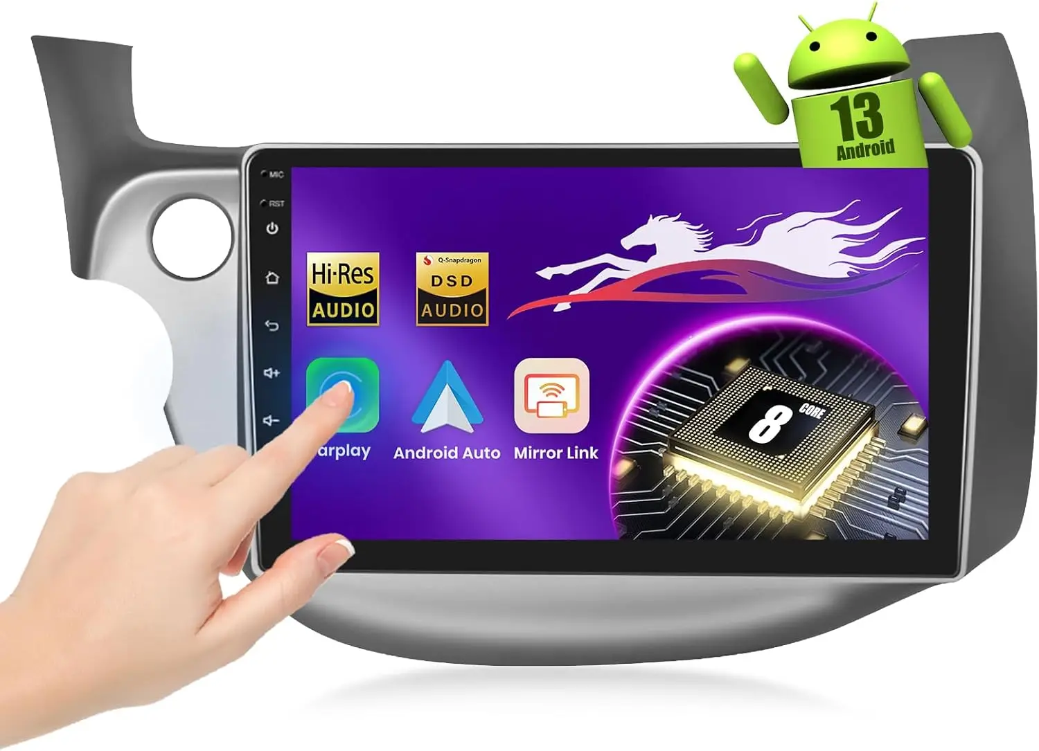 Автомобильный радиоприемник 5G WiFi 8Core 4G+64G для Honda Fit 2008-2013, 10-дюймовый сенсорный экран QLED с CarPlay, Android Auto, GPS, Bluetooth 5.1, Ba