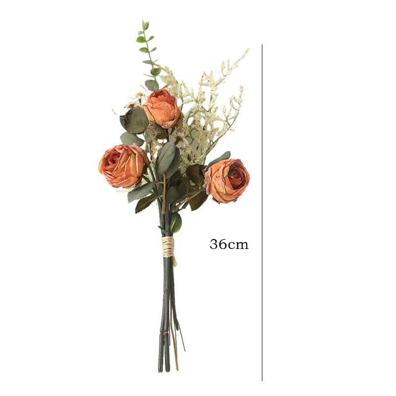 European Retro Color System Burnt Edge Dry Burned Simulated Rose Bouquet Halloween Simulation Bouquet Home Coffee Shop Decor