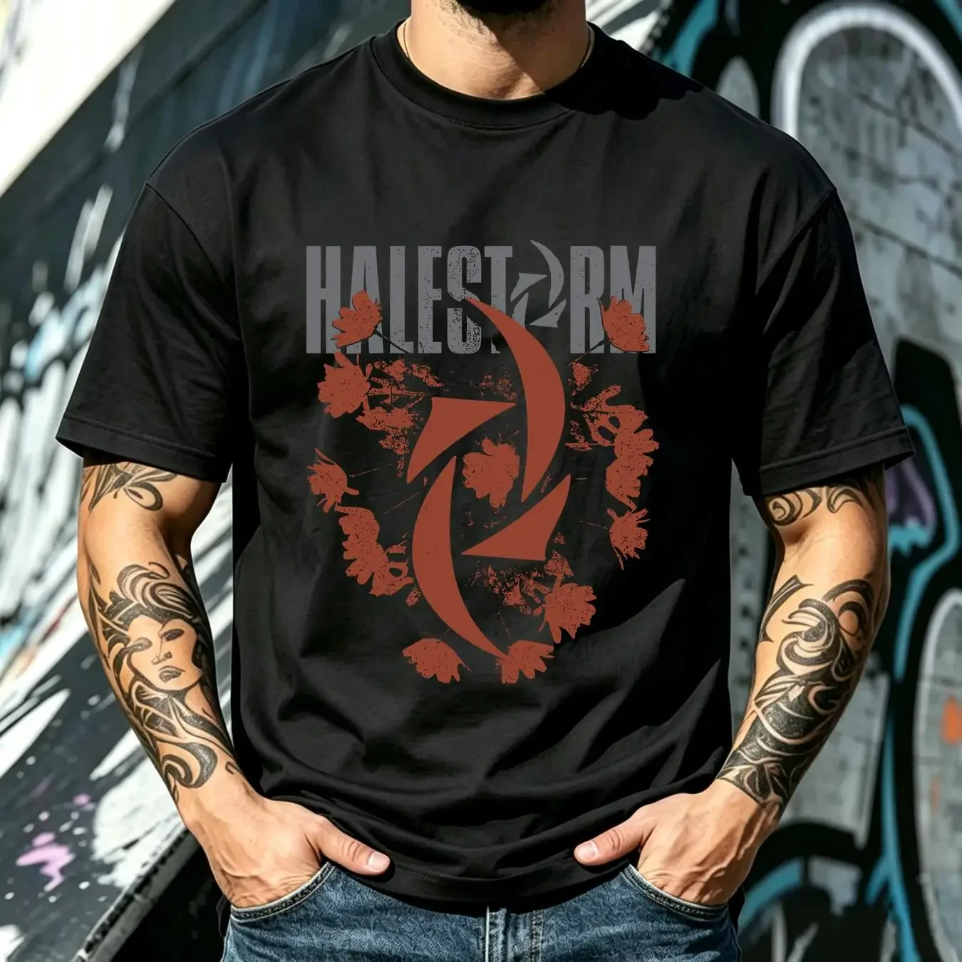 washed T Shirt Halestorm Bouquet Official Lzzy Hale Merch Love Bites Rock Tour NEW long or short sleeves vintage Washed Soft