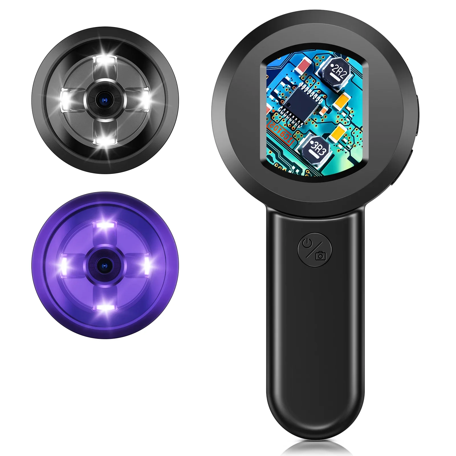 RIEVBCAU Digital Microscope 100X Coin Microscope with 2-inch Screen  Magnifying Glass with Light （White & UV）Windows Compatible