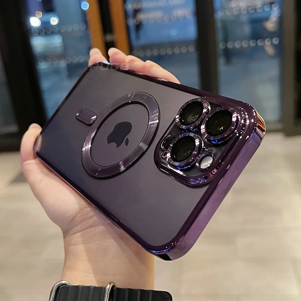 Luxury For Magsafe Plating Transparent Case For iPhone 14 13 12 11 Pro Max Plus Soft Silicone Clear Magnetic Shockproof Cover