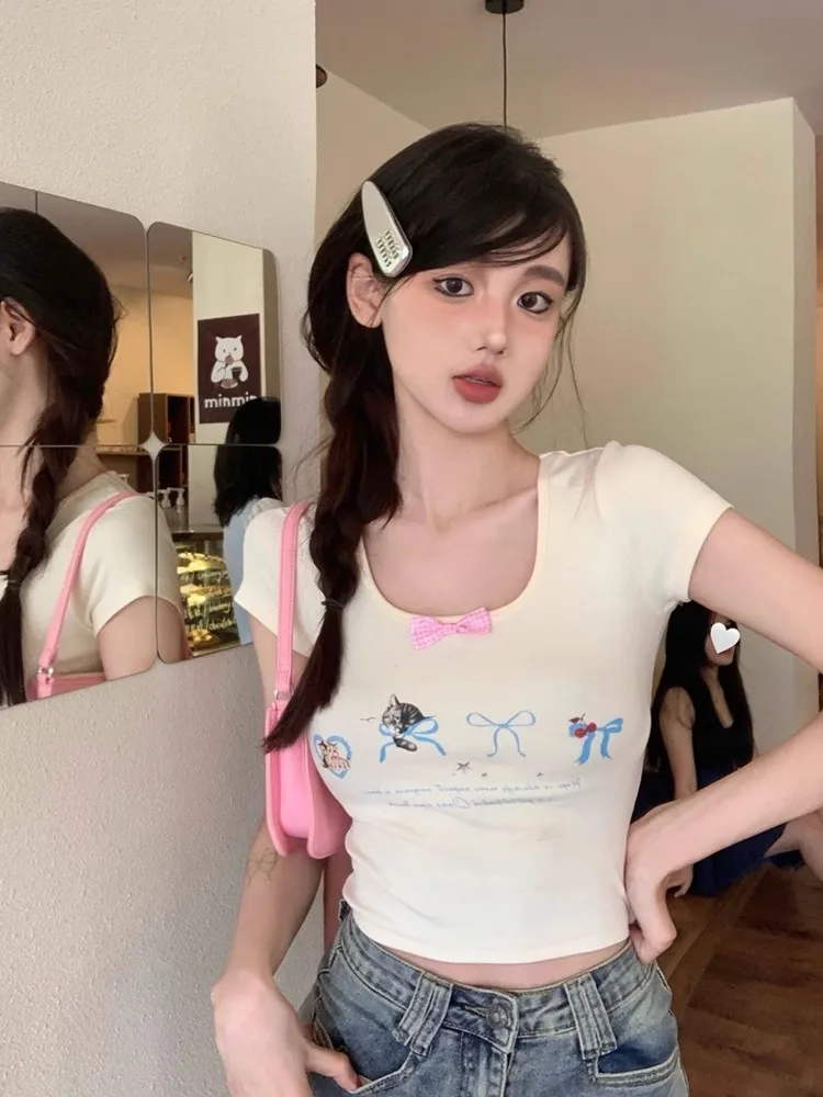 تي شيرت نسائي قصير الأكمام بلون النيلي ملابس علوية من القطن فضفاضة تناسب الصيف كاجوال قابلة للتنفس ناعمة ومريحة وبسيطة وعصرية يوميًا #2