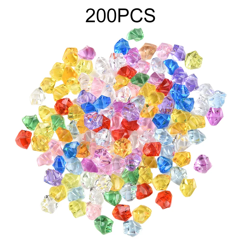 

200Pcs Acrylic Stones Ice Cubes Decor Vase Filler Pebble Fish Tank Accessories DIYJewelry Wedding Party Decor 6*9mm