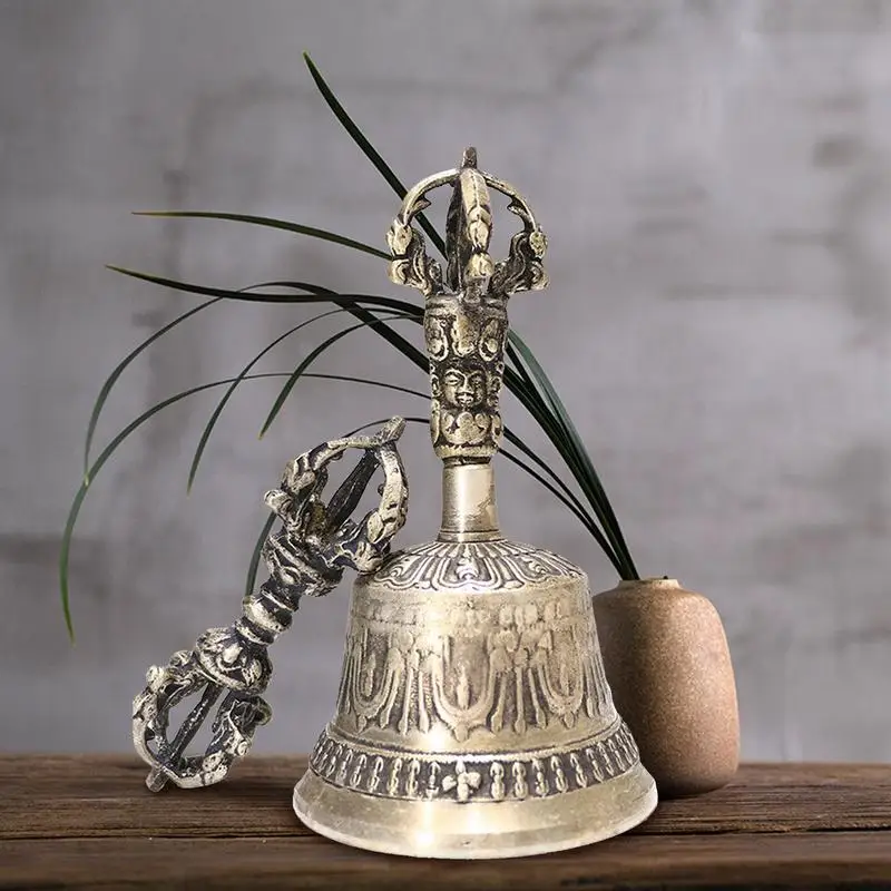 Meditation Bell And Dorje Set Handmade Dharma Objects Bell Hand Meditation Bell campane di preghiera Dorje Dharma Objects Bell Home