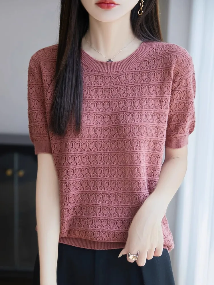 القطن الخالص محبوك الجوف خارج ort Sve تي شيرت المرأة Faion تصميم تنوعا قاعدة طبقة علوية الصيف الرطوبة ng #1