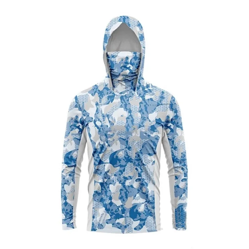 

Long Sleeved Fishing Suit Outdoor Sports Sun Protection Upf 50+UV Protection Camping Sea Fishing Mask Hooded Fishing Suit