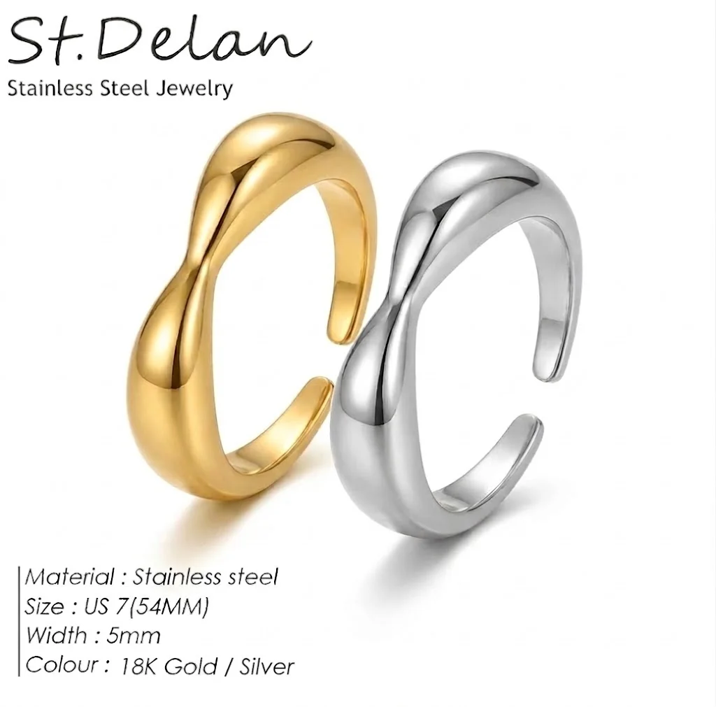 St-Delan Women's Waterproof Stainless Steel Ring — Non-Fading Heart-Shaped Band, Stylish Metal Heart Jewelry