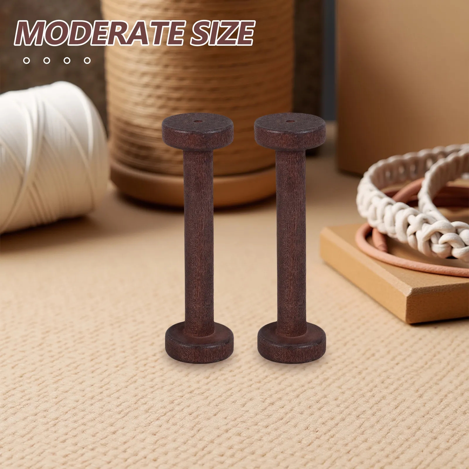 5Pcs Natural Wood Spools 3.78x1.1in Brown Vintage Sewing Bobbins for Macrame Cord Twine Elastic Thread Jewelry Chain Craft
