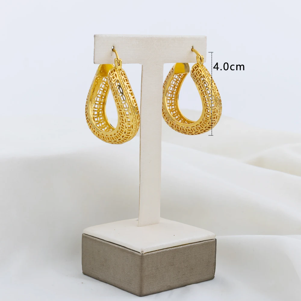 4set Gold Farbe Creolen für Frauen Exquisite Mode Runde Hohl-out Hochzeit Kupfer Ohrringe Engagement Schmuck Zubehör – Detail 12