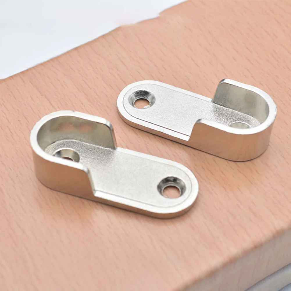 2/4/8PCS Closet Brackets Wardrobe Clothes Rod Holder Flat Tube Support Closet Rod End Bracket Cupboard Hardware Accessories