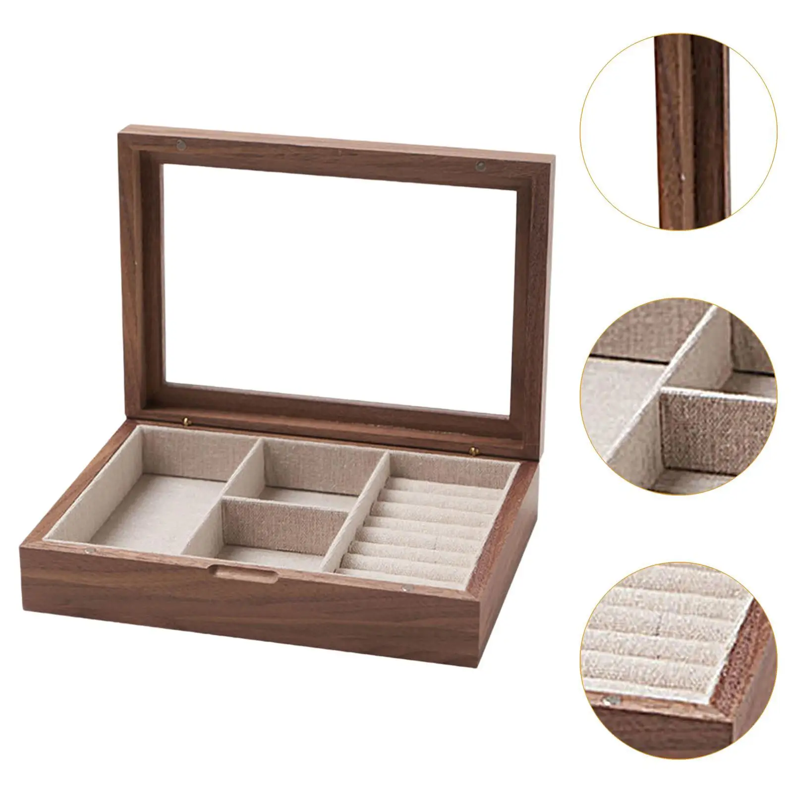 Jewelry Box Wooden Home Organization Gift Idea Watch Ring Tray Travel Jewelry Storage Box for Ear Studs Earrings Necklaces Rings