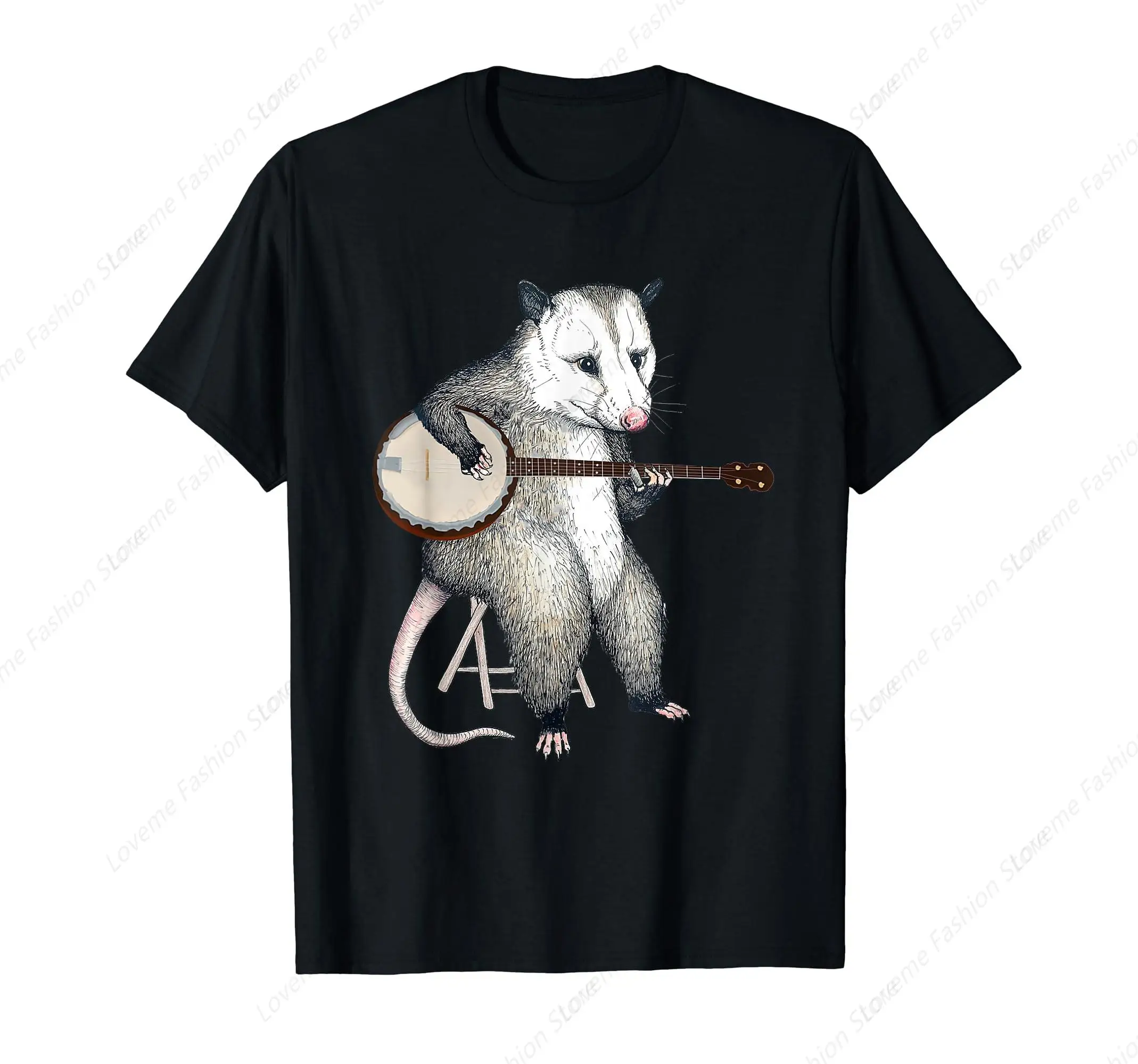 Opossum Playing Banjo Guitar Possum Live Weird Trash Kitty T-Shirt