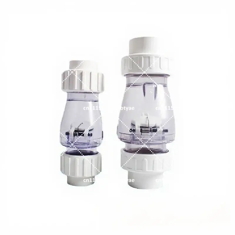Transparent Check Valve for Pool Systems, Clear PVC One Way Valve Accessory with Visible Flow Indicator