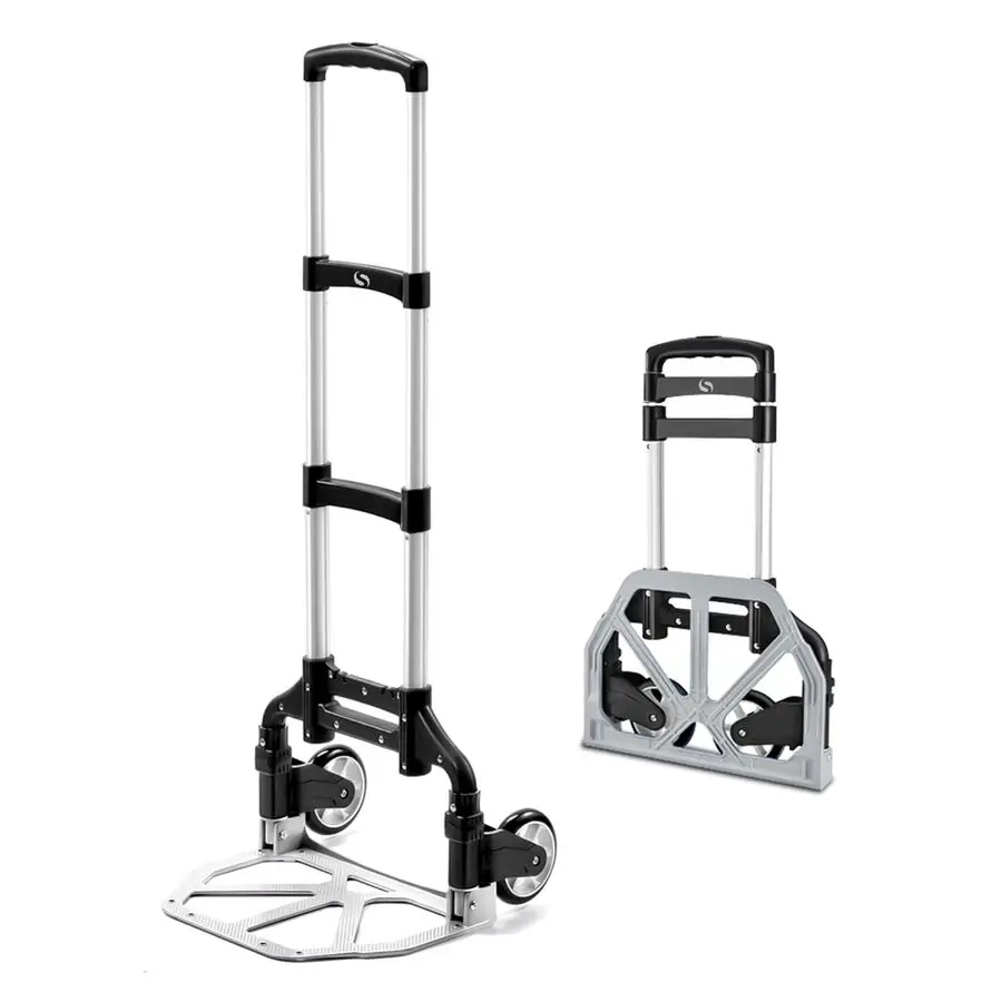 

Hand Truck, Dolly Cart with Wheels Foldable, Lightweight Aluminum Luggage Cart Portable Collapsible Trolly for Utility Cart, Han