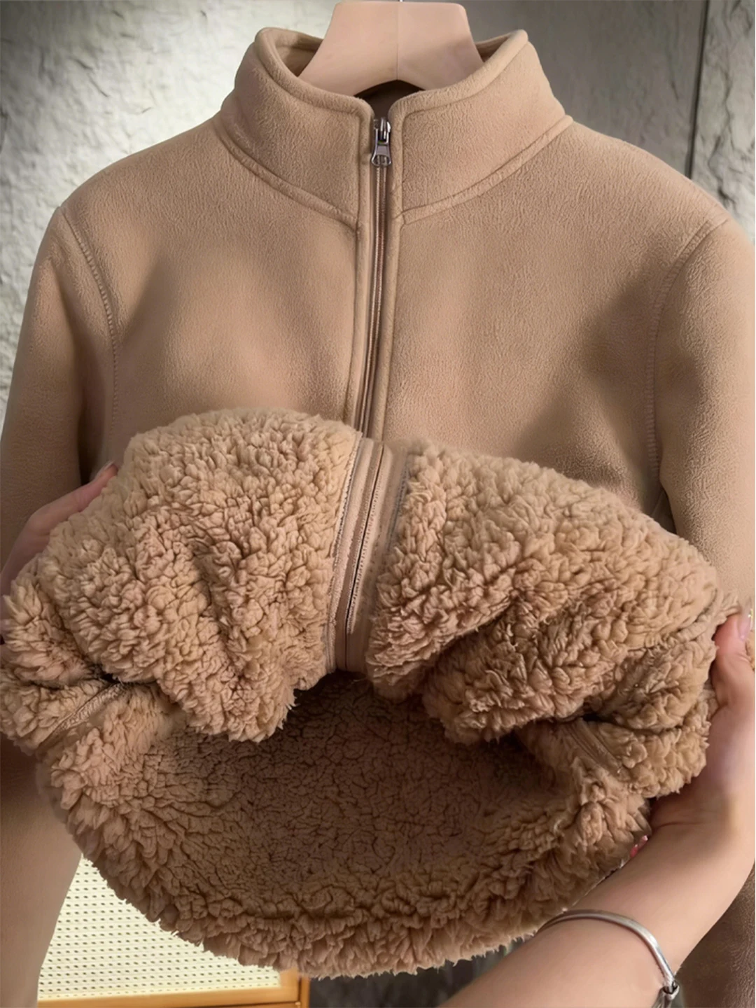 

i Color Fce Lined Thiened Zipper Hoodl Jaet Men's Stand Collar Anti-Cold Clothing for -40 Deees Northeast