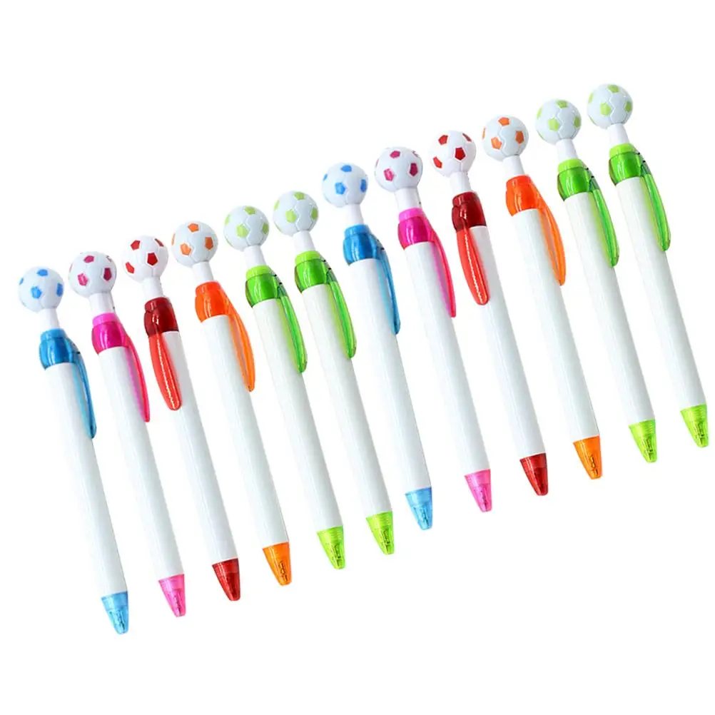 12pçs caneta esferográfica de futebol criativa, material abs, resistente, recarga substituível, novidade, caneta de futebol para atletas, fãs engraçados
