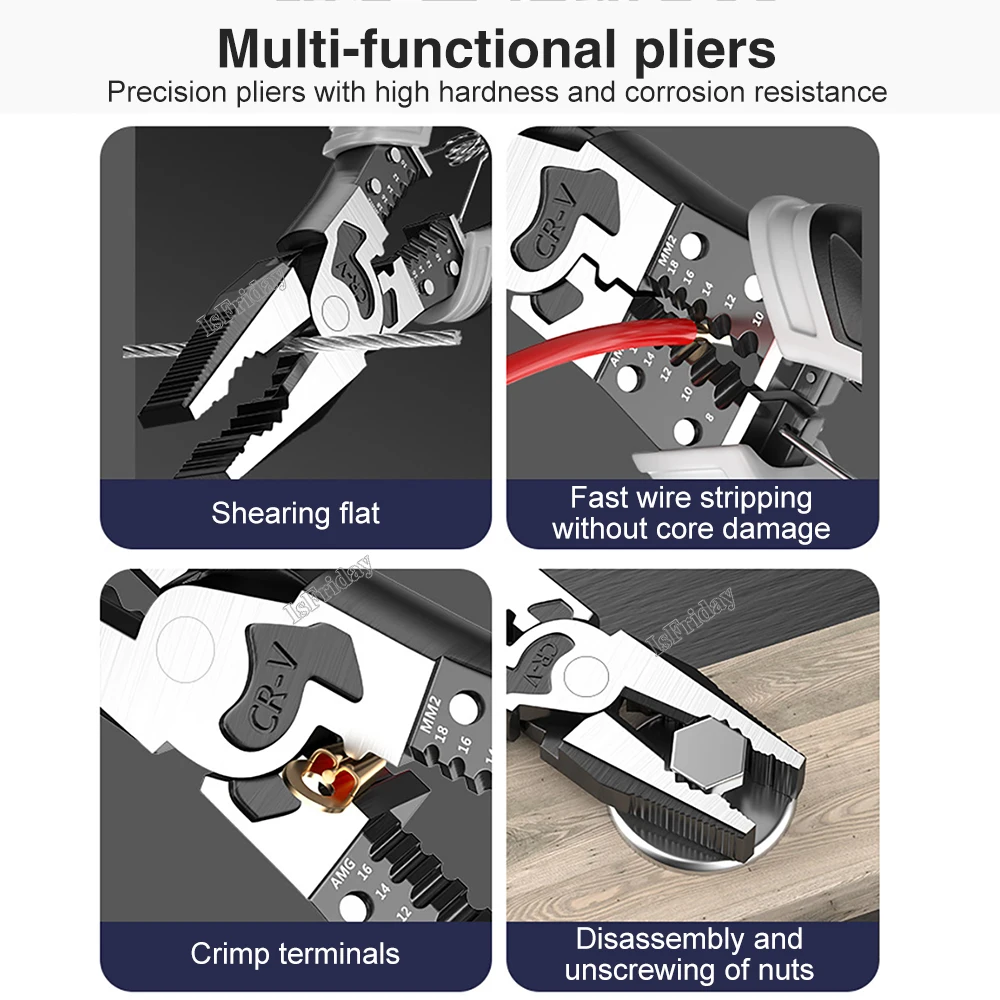 Pliers Crimping Tool Wire Cutters Multifunctional Electrician Tweezers Tools Set Professional Needle Nose Nippers Cutting Peeler