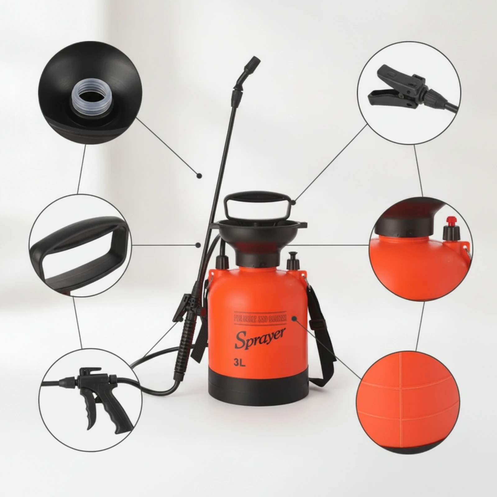 Manual Pressure Sprayer with Wand Portable Handheld Sprayer with Shoulder Strap Lockable for Gardeners, Garden, Yard
