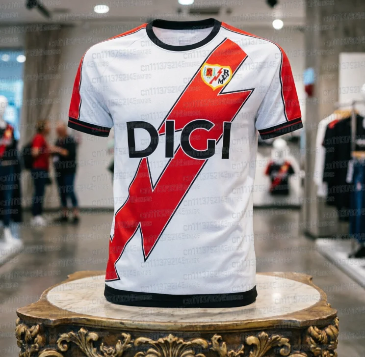 Neues Rayo Vallecano Heimtrikot T-Shirt Street Style Schnelltrocknendes Trainings-Fitness-Oberteil Lässige Sportbekleidung Tops Tees FamilyMatching – Detail 4