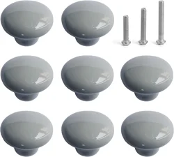 Ceramic Drawer Knobs,Grey Porcelain Cabinet Knobs for Home Decor,Round Ceramic Dresser Knobs for Kids Room, Cupboard, Nightstand