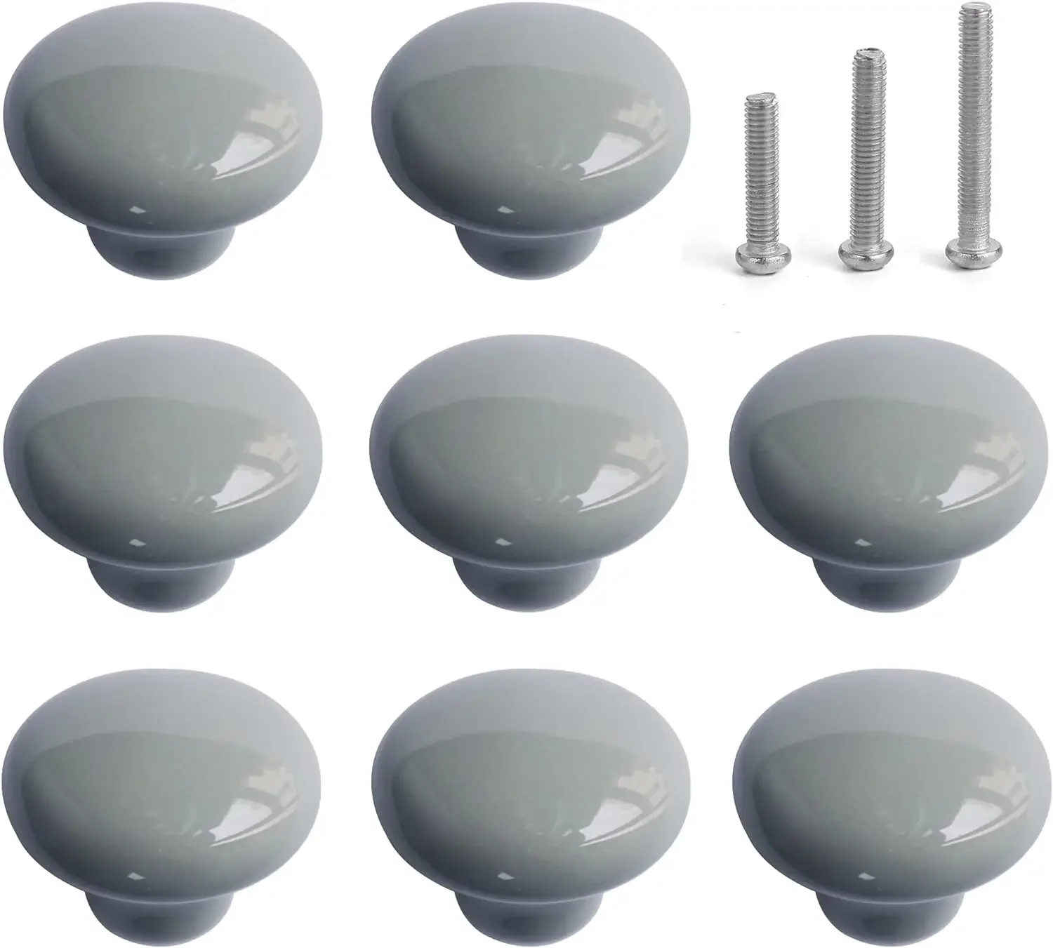 Ceramic Drawer Knobs,Grey Porcelain Cabinet Knobs for Home Decor,Round Ceramic Dresser Knobs for Kids Room, Cupboard, Nightstand
