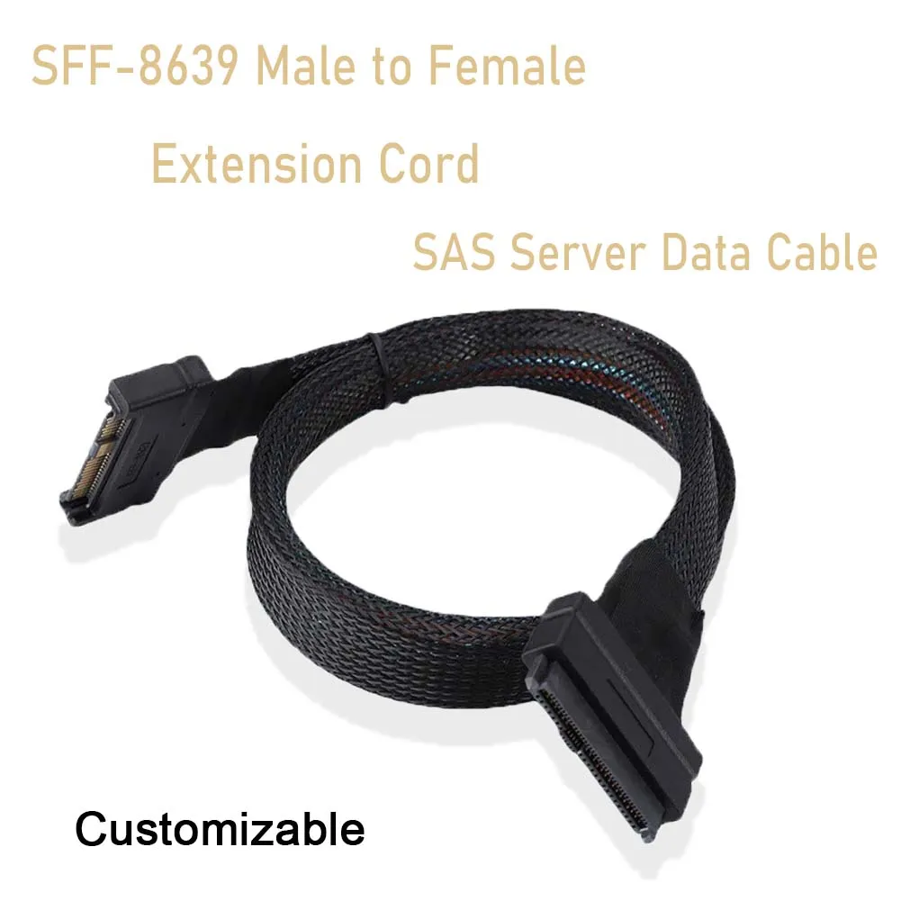 Mini SAS SFF-8639 Male to Female Extension Cord 0.55m Full Speed PCI Express 4.0 Data Server Cable for Server