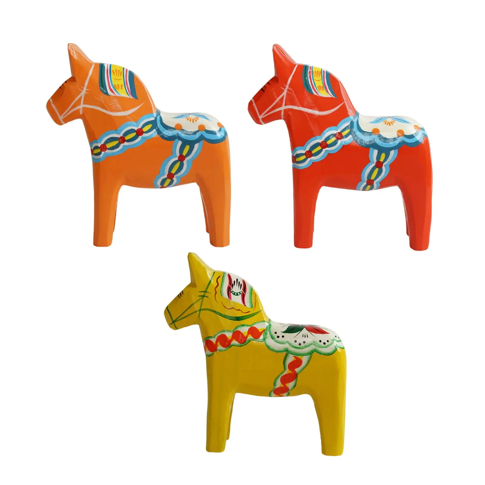 Swedish Dala Horse Collection Sculpture for Fireplace Living Room Home Decor