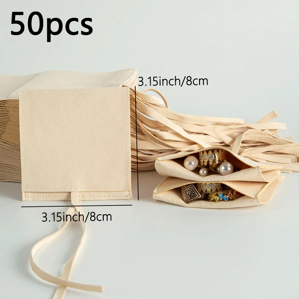 50/10/1pcs Microfiber Jewelry Pouch Suede Jewelry Small Envelope Bag Jewelry Packaging Pouch for Rings Wedding Gift Bags