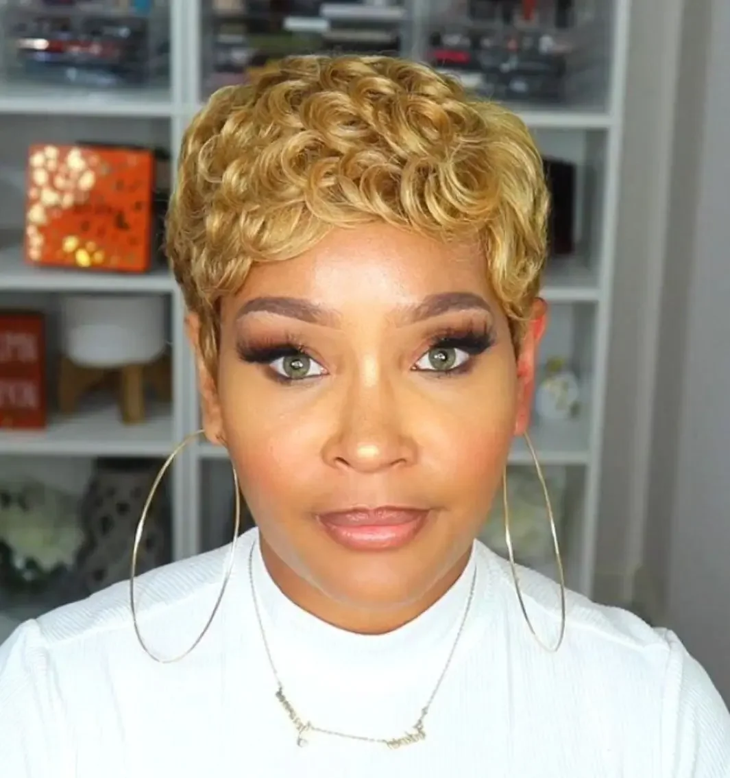 Premium 100% Brazilian Human Hair Pixie Bob Wig, Full Machine Made