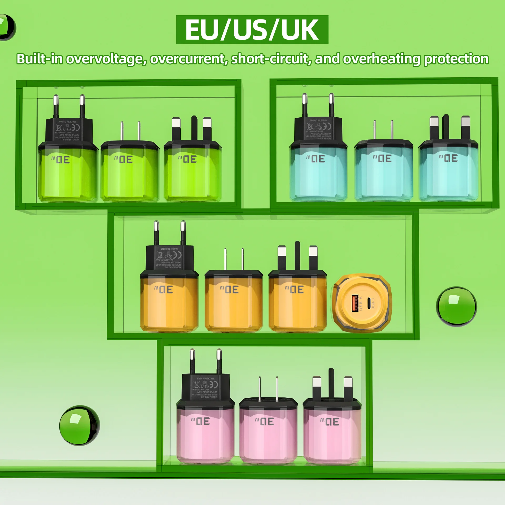 30W Small Ice Cube Charger A + C Dual-port Mobile Phone Fast Charging Head for Wholesale of Huawei Apple Fast Charging