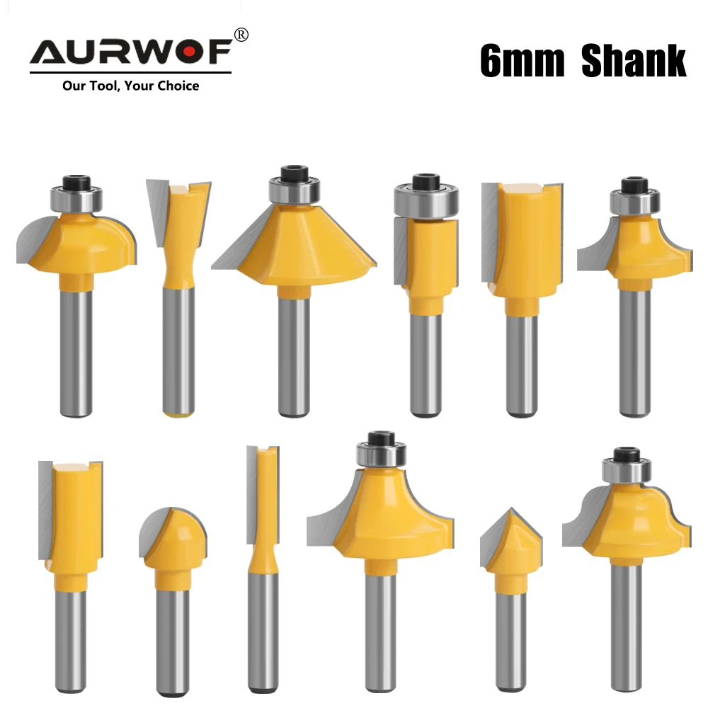 Haste Router Bit Grupo mm Corte Canto Reto Perolização Bits para Fresa de Madeira Corte de Carboneto Ferramenta de Madeira 06011 mm