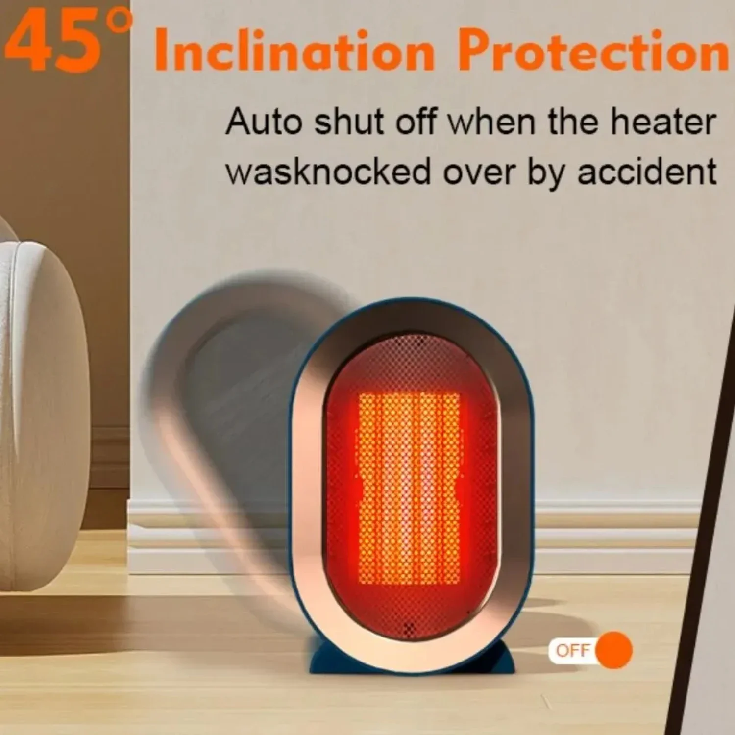 Quiet, Fast and Compact 1200W Ceramic Heater with 2 Modes, Tip-Over & Overheat Protection - Ensures Safety and Comfort in Every 