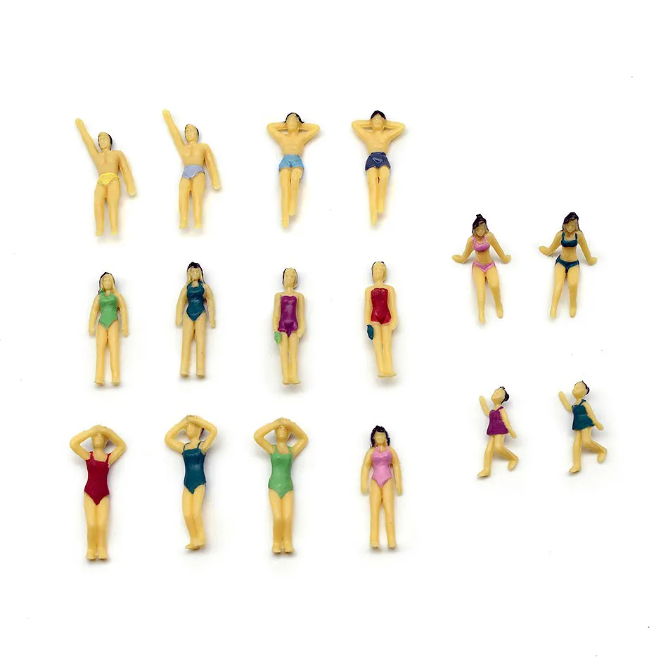 Scale 1:50/75/100/150 Miniature Swimming People Model Painted Figures Diorama Kits Diy Seabeach Scene Layout Materials 30Pcs/Lot