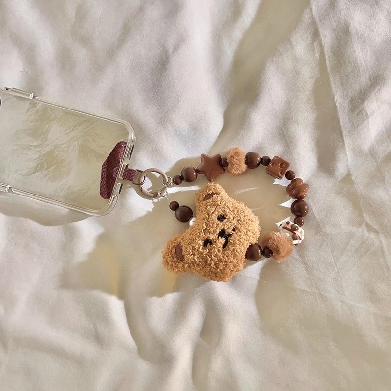 سوار مطرز على شكل دب قطيفة لطيف عصري - سحر طالب مضاد للفقدان لحافظة الهاتف/سلسلة المفاتيح/حافظة سماعة الرأس #2