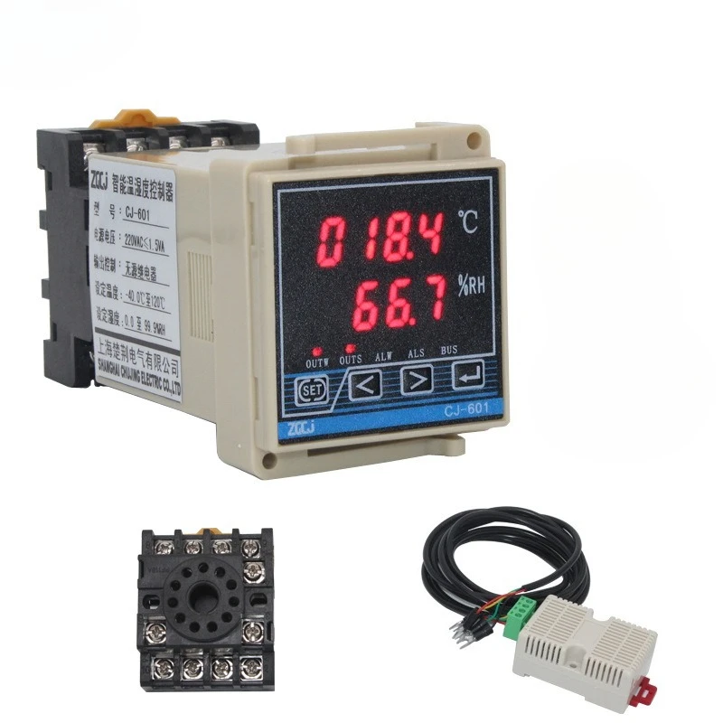 Temperature and Humidity Controller, Guide Rail Type, Digital Display High-precision Temperature and Humidity Controller CJ-601