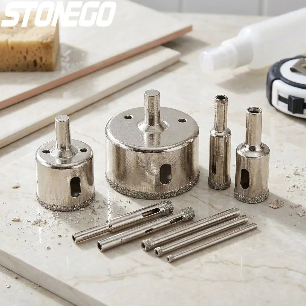 

Diamond Coated Drill Bits Set 10Pcs Hole Saw Core Drilling Bits for Ceramic Tile Glass Porcelain Marble Granite Quartz Extractor Remover Tool High Performance Drill Accessories Kit for Power Tools DIY Home Improvement