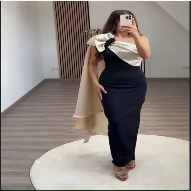 Schwarzes Abendkleid 2025, Meerjungfrau, maßgeschneidert, eine Schulter, elegante Damen-Abendparty-Kleider für besondere Anlässe, Ballkleider