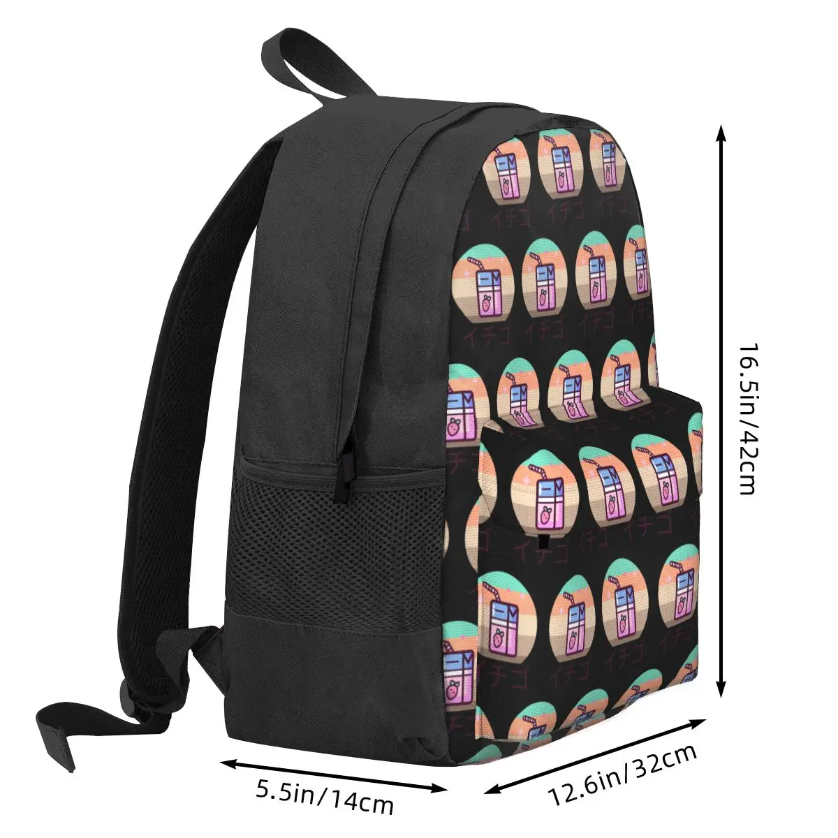 90s Japanese Kawaii Strawberry Milk Shake Backpack Student BookBag Kids School Bag Laptop Shoulder Bags for Men Women