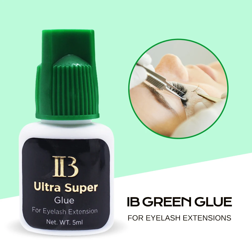 IGLUE 20bottles IB Ultra Super Glue Fast Drying Eyelash Extensions IB Green Cap 5ml False Lash Glue Makeup Tools Korean Original